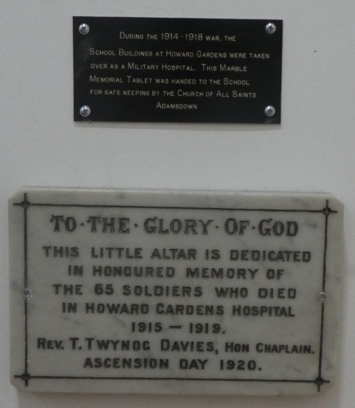 Howard Gardens Military Hospital plaque