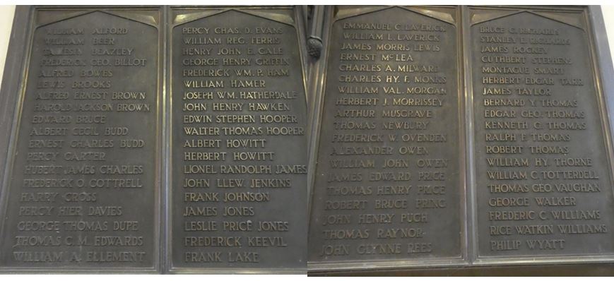 Names on WWI memorial