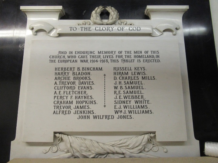 Plasnewydd Presbyterian Church WWI memorial plaque