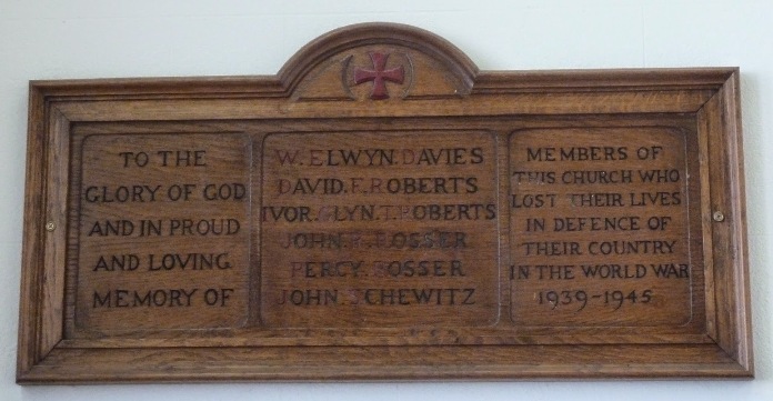 Plasnewydd Presbyterian Church WWII memorial plaque