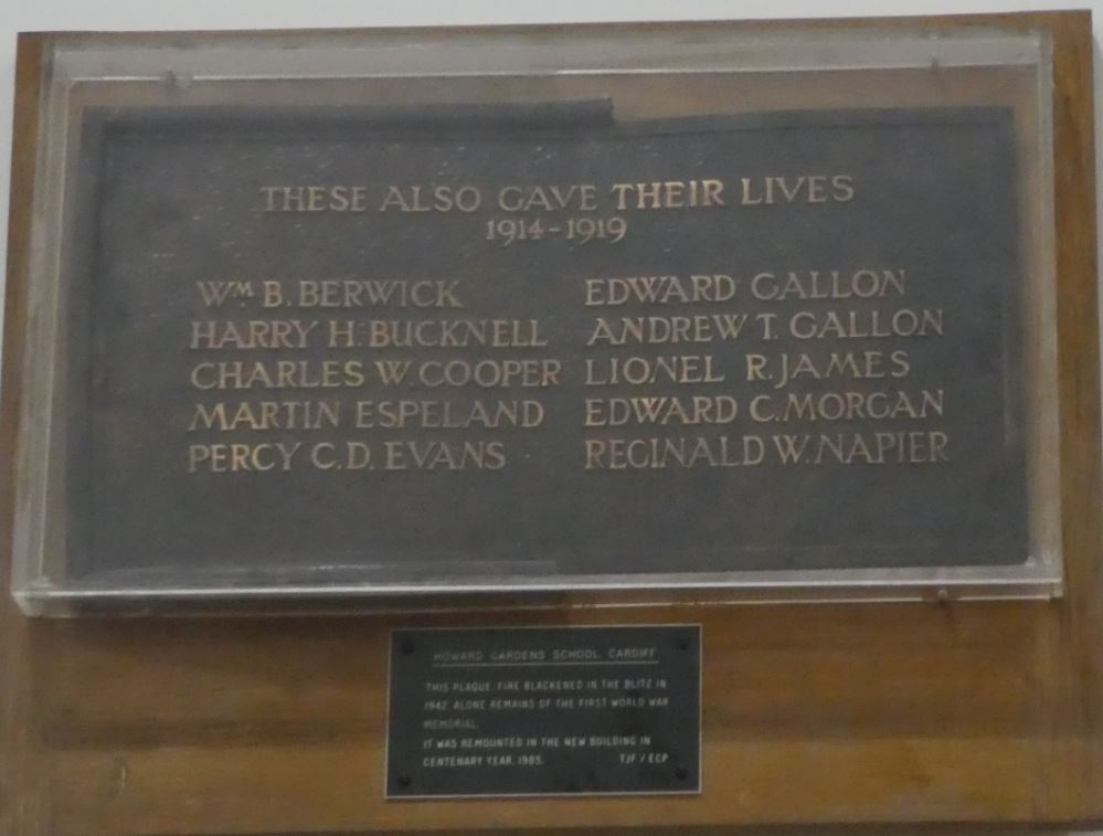 Surviving part of WWI Howard Gardens memorial