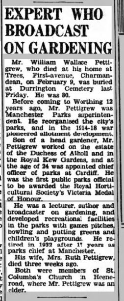 The Herald 21st Feb 1947 Pettigrew Obituary