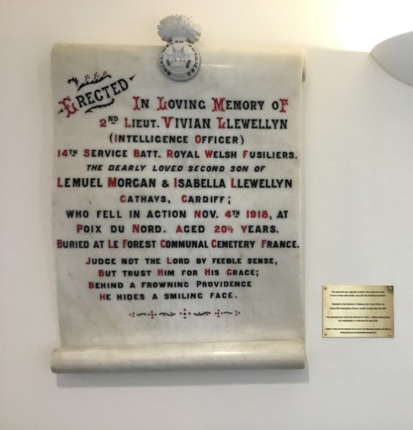 2nd lt vivian llewellyn, royal welsh fusiliers memorial - restored