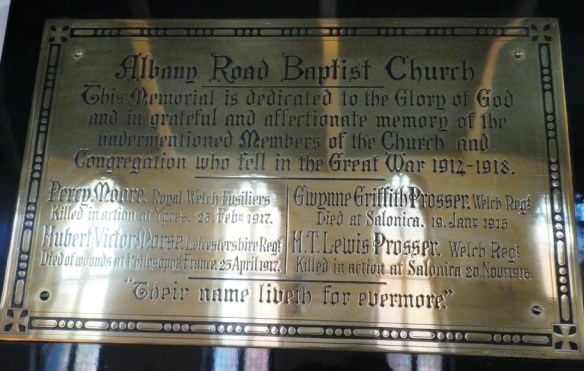 albany road baptist church worl war i memorial