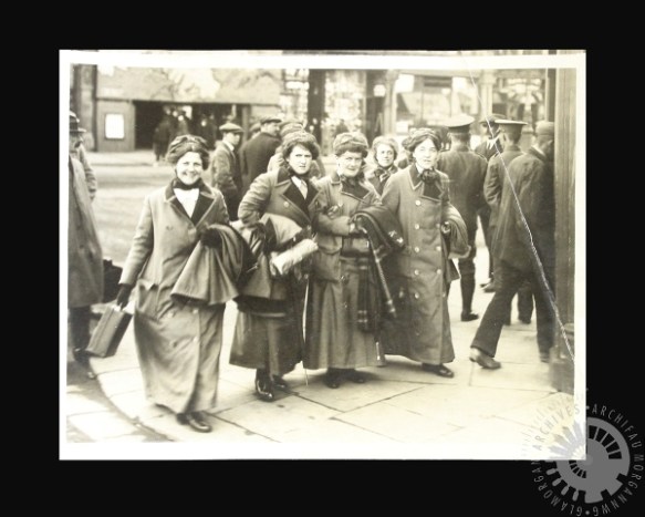 a group of Welsh suffragettes departing from Cardiff to volunteer as nurses with the Serbian Army, sometime in 1