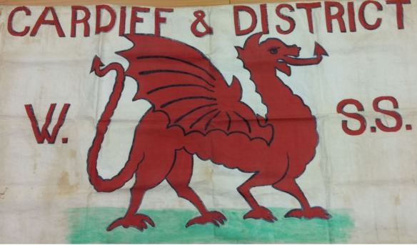 Cardiff and District Women's Suffrage Society banner, 1908