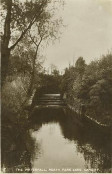 Roath Park Lake waterfall