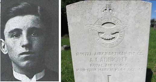 Alfred Tudor Addicott and headstone