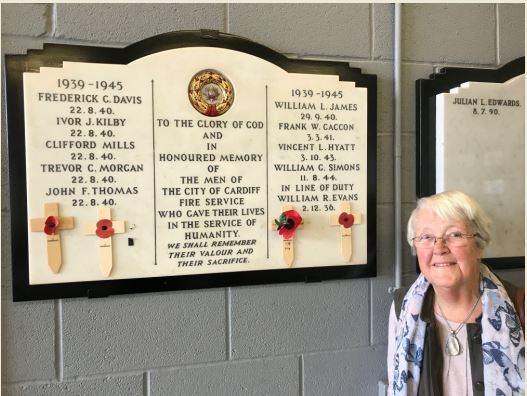 Daughter of Frank Gaccon visiting Cardiff Fire Brigade HQ 2017
