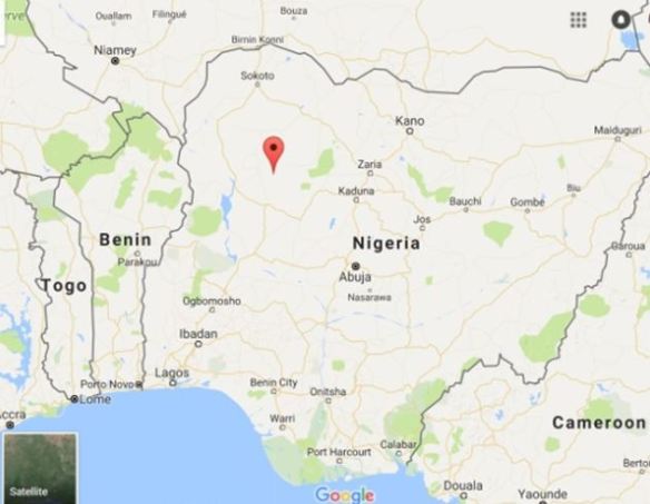 Nigeria and Norman Biggs place of death marked by red pin