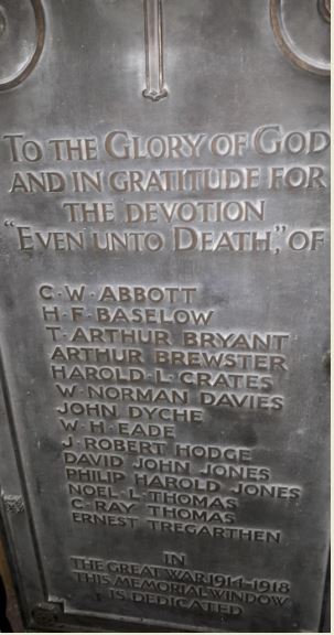 Roath Park Wesleyan Church War Memorial Plaque