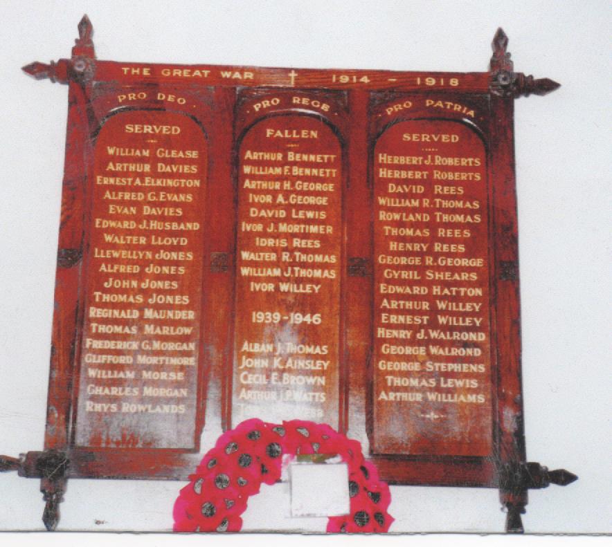 St ederyn's War Memorial plaque