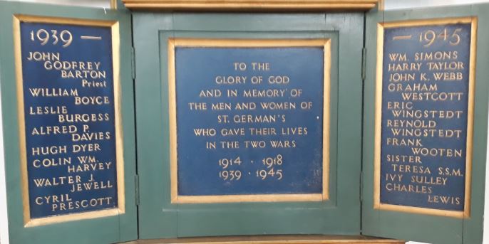 St German's Cardiff WWII memorial plaque