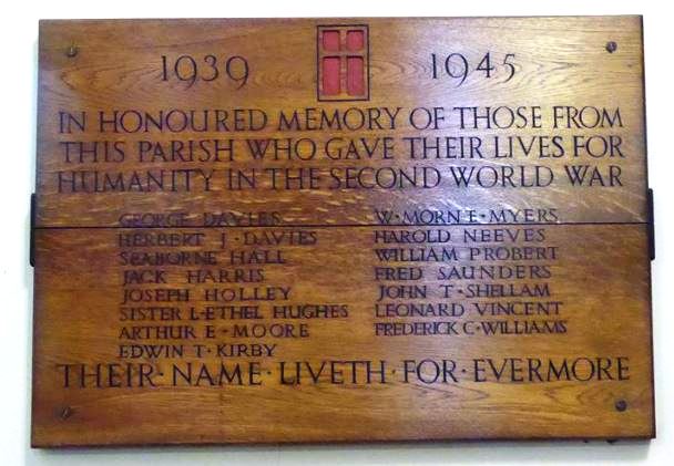 St Saviour's WWII plaque