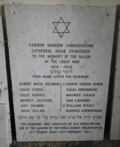 Cardiff Cathedral Road Synagogue War Memorial