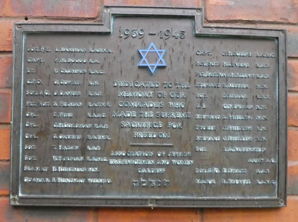Cardiff United Synagoue WWII memorial