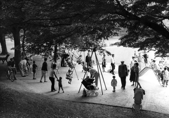 Play area at Roath Park Lake 1966