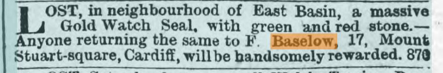 1888 Frank Baselow lost watch