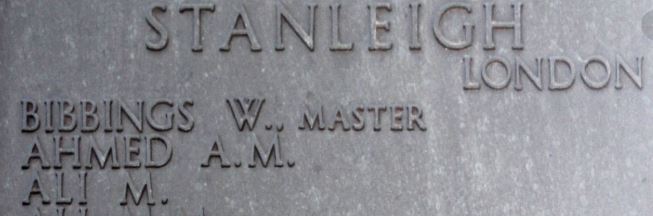 William Bibbings on Tower Hill Memorial