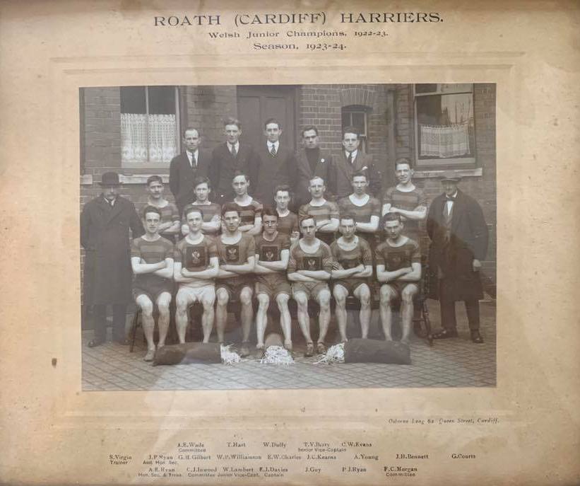 Roath Harriers 1923-1924 and the paperchasing bags of paper - photo shared by  Jon Morgan