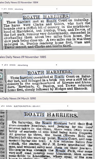 Roath Harriers 1884 to 1890