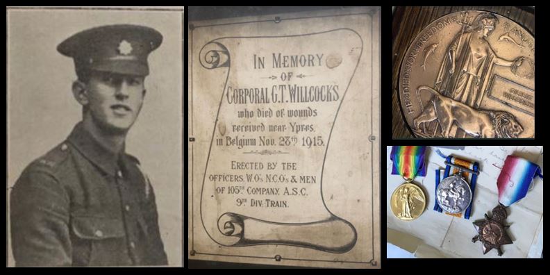 Gilbert Willcocks picture and memorial and medals