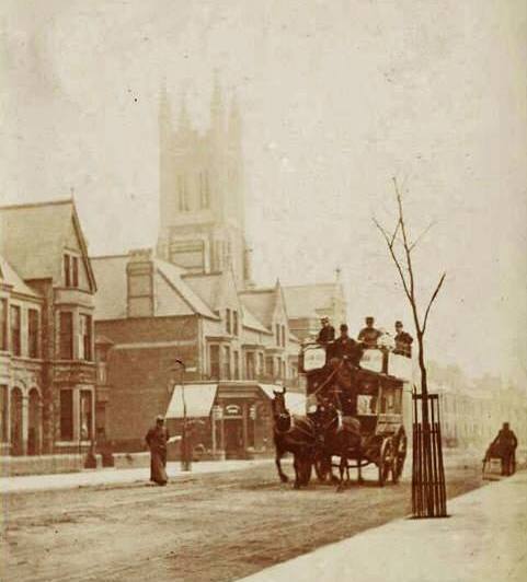 Albany Road looking towards Angus Street junction and Roath Park methodist church