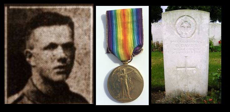 David Davies picture, medal and headstone
