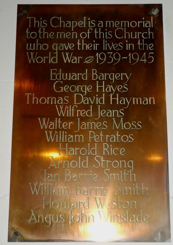 St James the Great WWII war memorial plaque