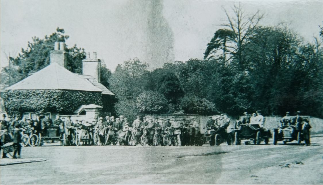 Roath Court Lodge around 1904 and probably a meeting of an automobile club