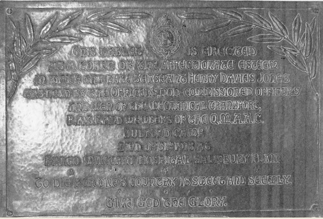 henry Davies Jones memorial plaque from St James church
