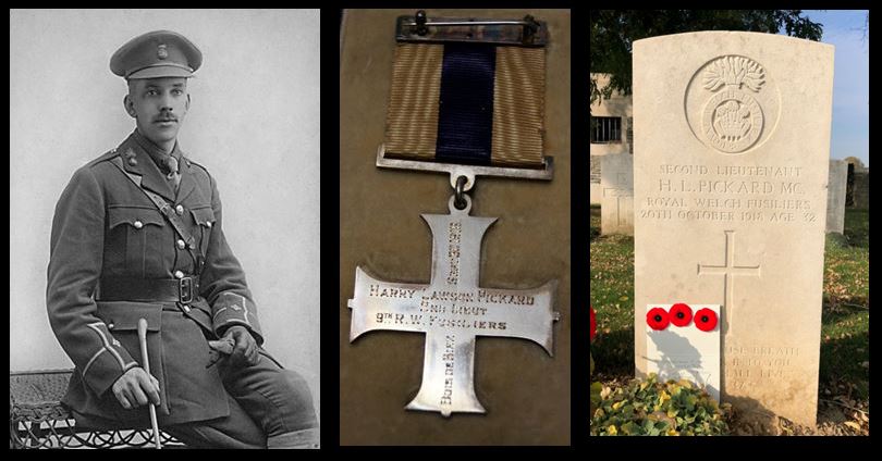 Harry Lawson Pickard picture and meda and headstone