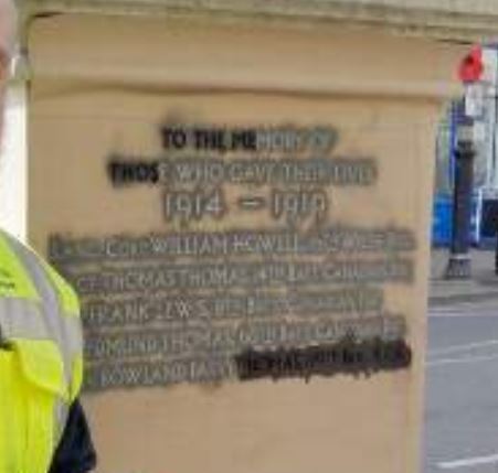 Willliam Howell name being added to the Cowbridge War Memorial