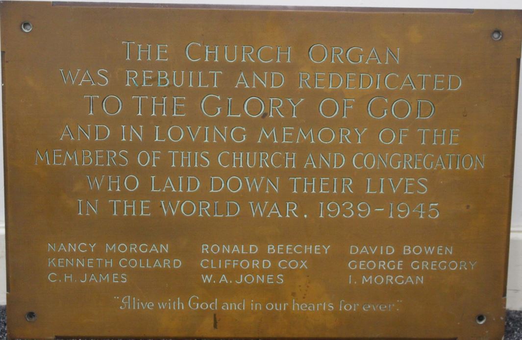 Woodville Road Baptist Church WWII memorial plaque