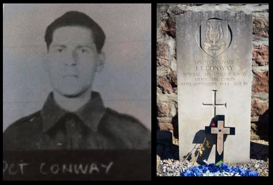 John Joseph Conway portrait and headstone