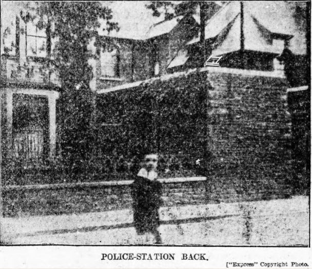 Back of Roath Police Station, Gold Street, Cardiff at the time of Harry Heathfield's escape