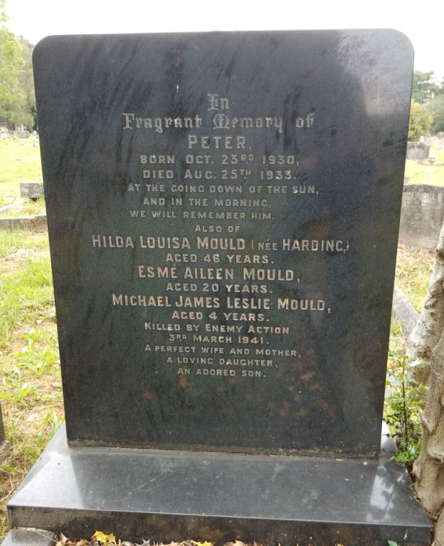 Mould Headstone at Cathays Cemetery EK 1254