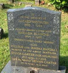Headstone of Alfred Melhuish in Cathays Cemetery, Cardiff