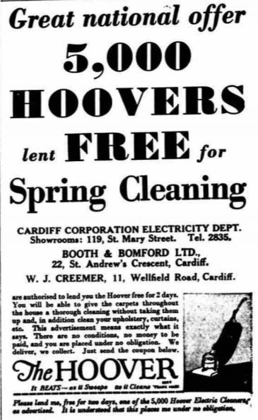 1933 Free hire of hoover