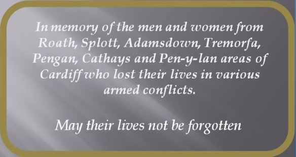 Roath Virtual War Memorial plaque