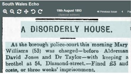 Mary Williams - 1893 - Brothel keeping