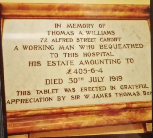 Thomas Williams - Cardiff Royal Infirmary Plaque