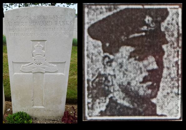 Albert Edward Banks headstone and portrait