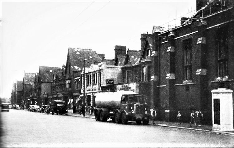 Albany Road with St Martin's church missing its roof due to WWII air raid damage