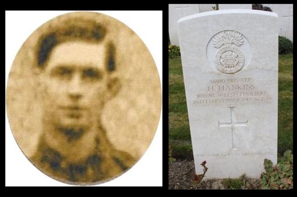 Harry Hankins portrait and headstone