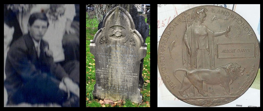 Albert Davey picture headstone and penny