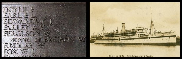 Algie Farley on Tower Hill Memorial and HMHS Llandovery Castle